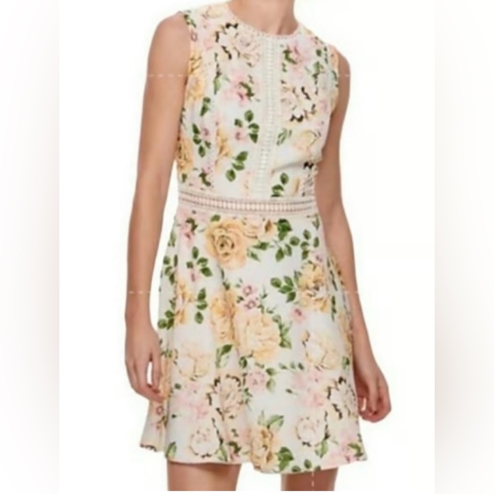 Disney Floral Sleeveless White Dress with Yellow and Pink Roses